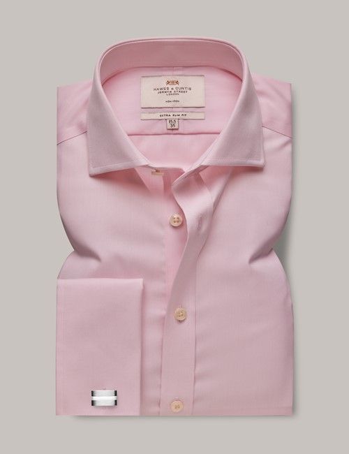 Non-Iron Pink Twill Extra Slim Shirt - Windsor Collar - French Cuff-preview