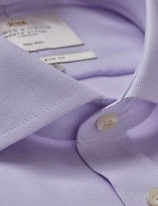 Non-Iron Lilac & White Textured Weave Extra Slim Shirt - Windsor Collar - French Cuff