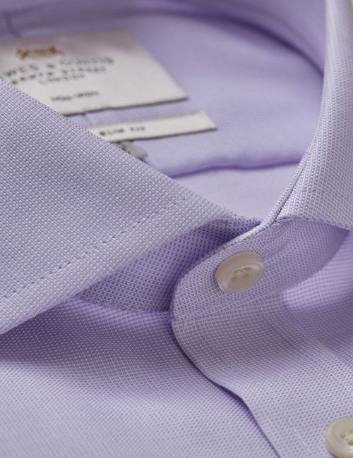 Non-Iron Lilac & White Textured Weave Extra Slim Shirt - Windsor Collar - French Cuff