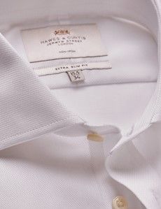 Extra Slim Fit White Pique Non-Iron Shirt