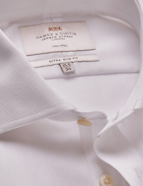 Non-Iron White Pique Extra Slim Shirt - Windsor Collar