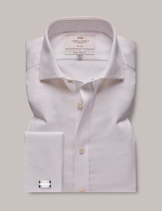 Extra Slim Fit White Pique Non-Iron Shirt