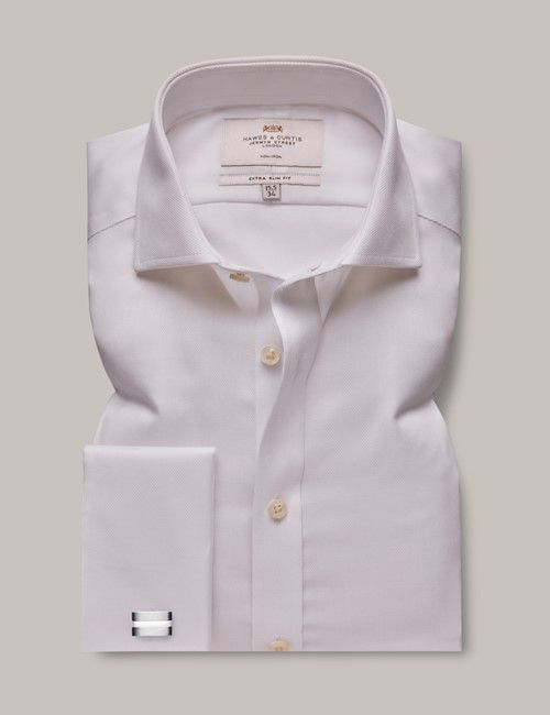 Non-Iron White Pique Extra Slim Shirt - Windsor Collar-preview