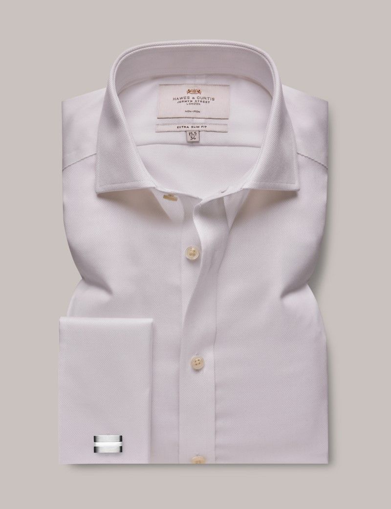 Extra Slim Fit White Pique Non-Iron Shirt-preview