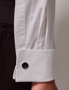 White Waffle Design Slim Evening Shirt - French Cuff-preview3