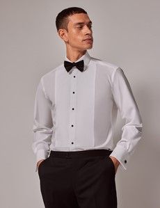 White Waffle Design Slim Evening Shirt - French Cuff-preview5