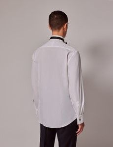 White Waffle Slim Fit Evening Shirt - Wing Collar - French Cuff-preview4