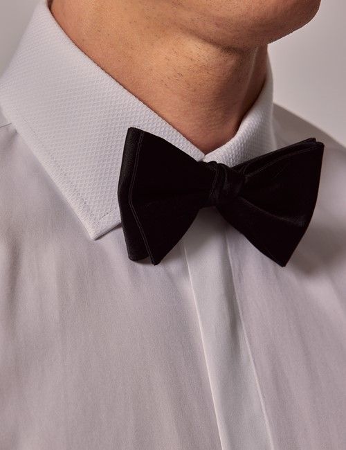 White Waffle Slim Fit Evening Shirt - Double Cuff-preview