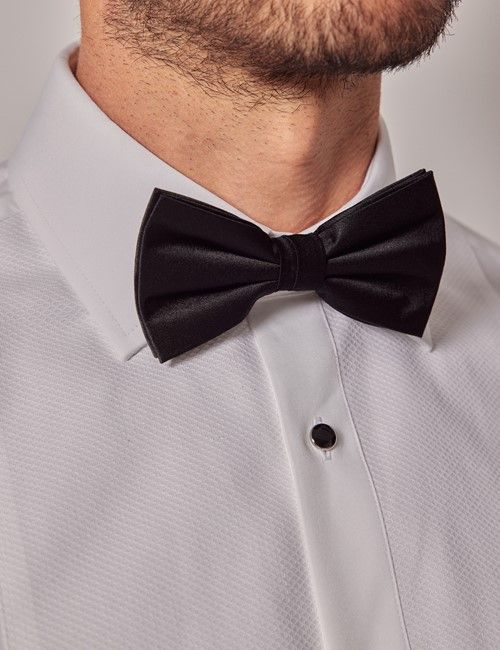 White Waffle Fitted Slim Fit Evening Shirt - Double Cuff-preview