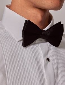 White Pleat Front Extra Slim Fit Evening Shirt - Double Cuff-preview1