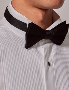 White Pleat Front Slim Fit Evening Shirt - Wing Collar - French Cuff-preview1