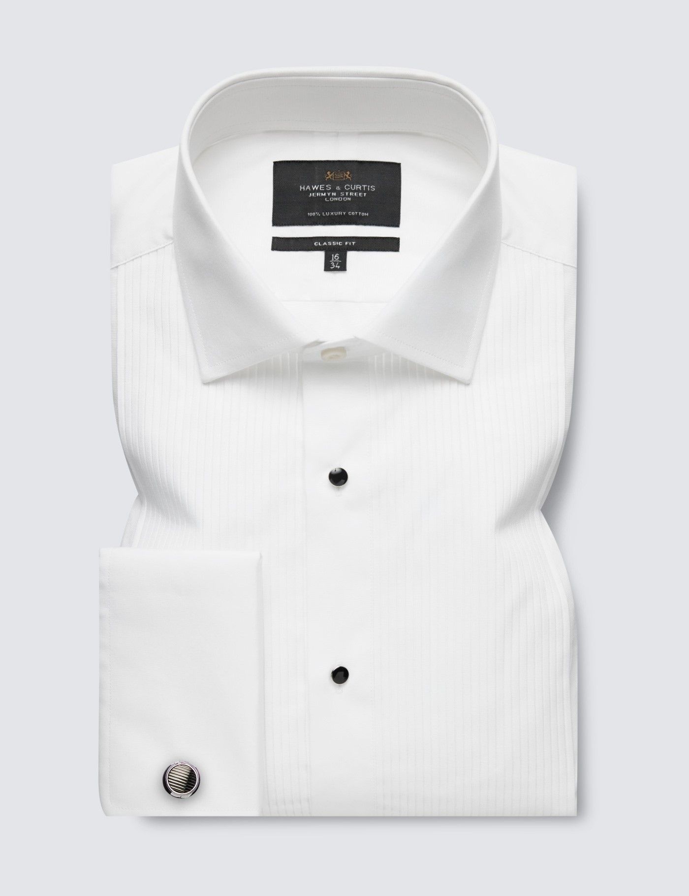 Classic Fit White Pleat Front Evening Shirt-preview