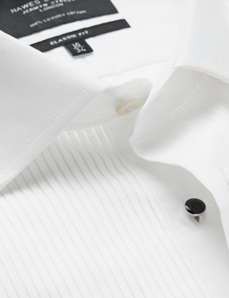 Classic Fit White Pleat Front Evening Shirt-preview