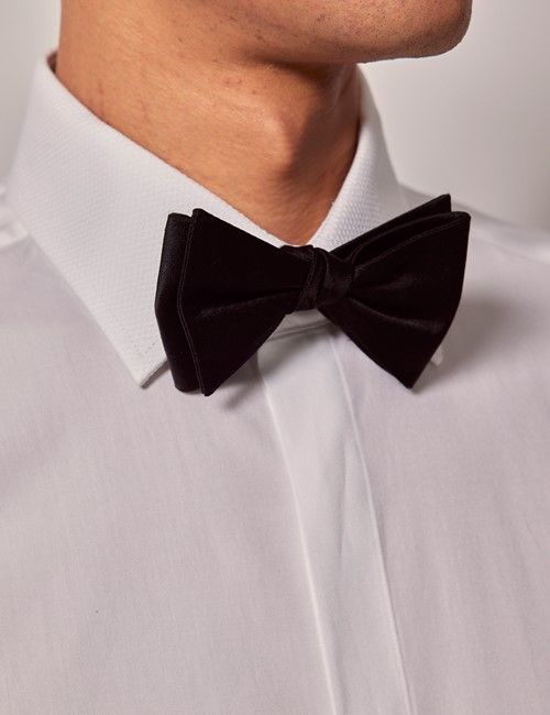 White Poplin Fitted Slim Fit Evening Shirt - Waffle Design Collar and Cuff-preview
