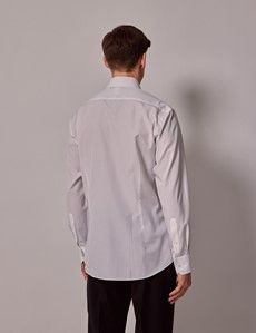 White Poplin Slim Evening Shirt - Waffle Design Collar and Cuff-preview4