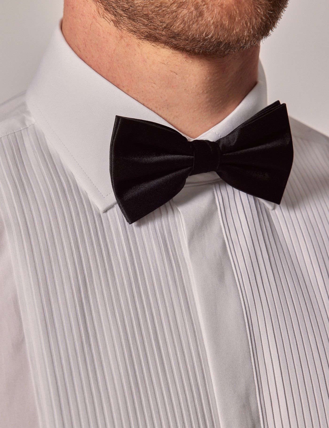 Slim Fit White Pleat Front Evening Shirt-preview