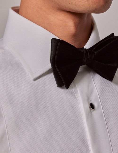 White Waffle Design Classic Fit Evening Shirt - Double Cuff-preview