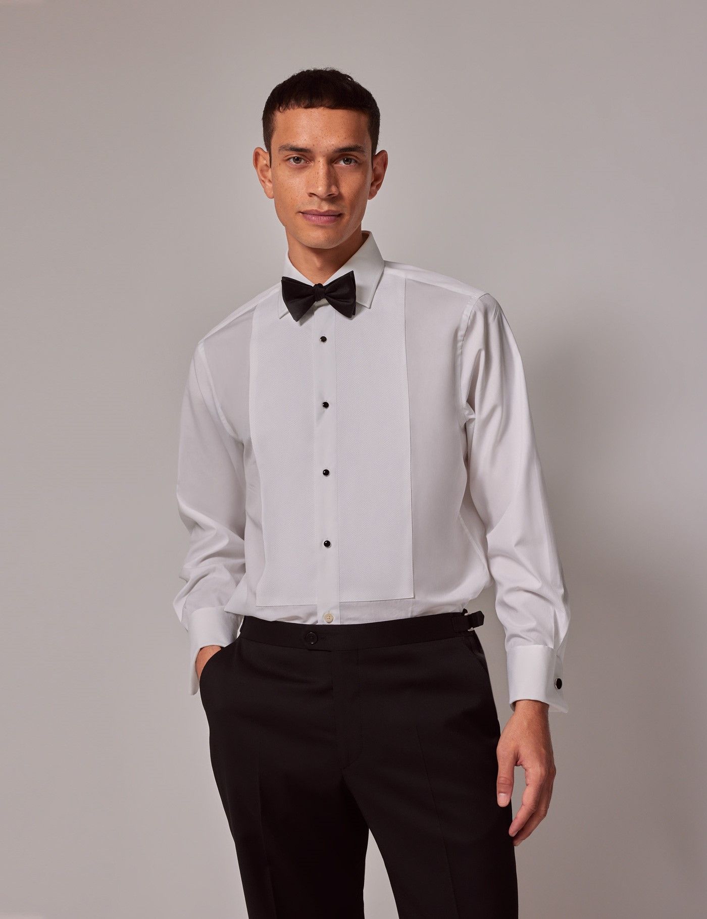 Classic Fit White Waffle Evening Shirt