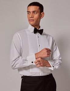 White Waffle Design Classic Fit Evening Shirt - French Cuff-preview5