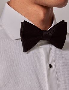 White Waffle Design Extra Slim Fit Evening Shirt - Double Cuff-preview1