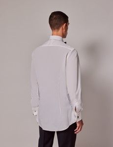 White Waffle Design Extra Slim Fit Evening Shirt - Double Cuff-preview2