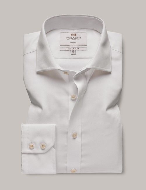 Non-Iron White Twill Extra Slim Shirt - Windsor Collar-preview