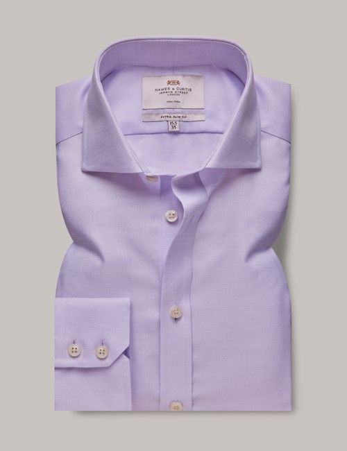Non-Iron Lilac & White Extra Slim Shirt - Windsor Collar-preview