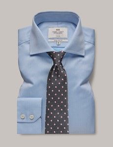 Extra Slim Fit Blue Pique Non-Iron Shirt