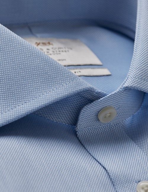 Non-Iron Blue Pique Extra Slim Shirt - Windsor Collar