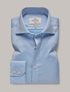 Extra Slim Fit Blue Pique Non-Iron Shirt