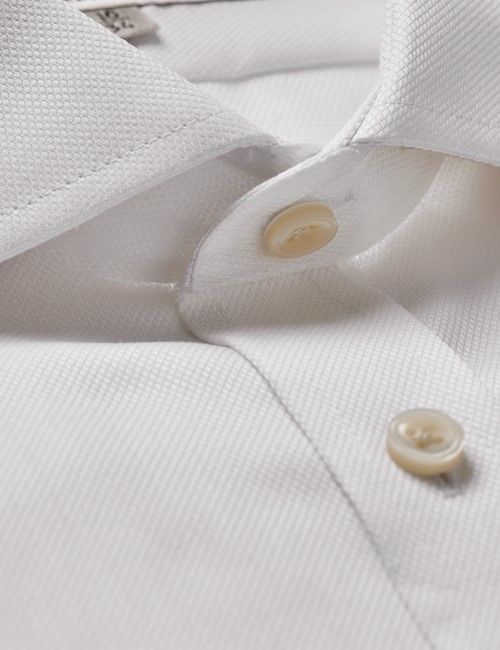 Non-Iron White Pique Extra Slim Shirt - Windsor Collar