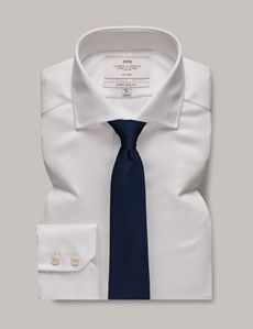Extra Slim Fit White Pique Non-Iron Shirt