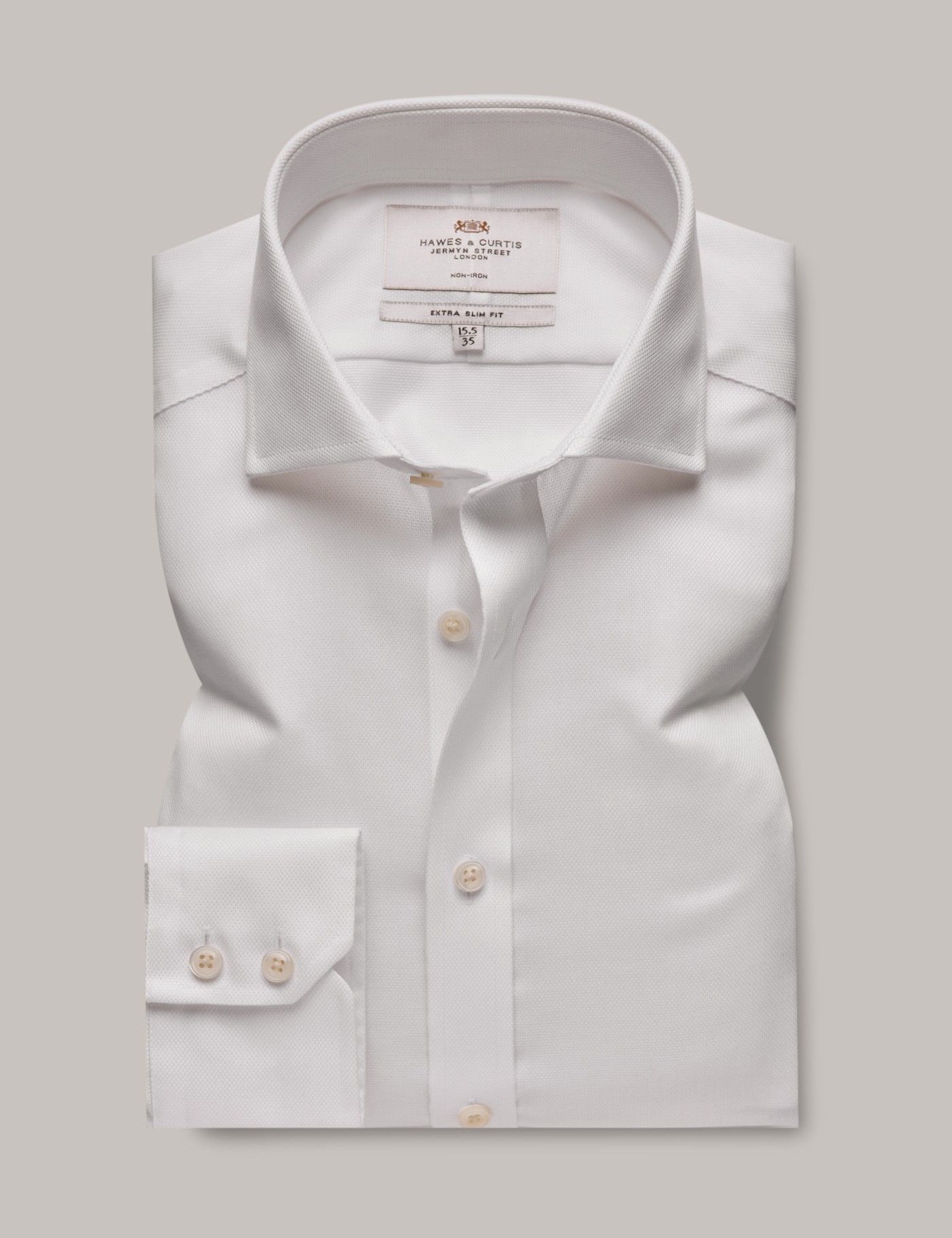 Extra Slim Fit White Pique Non-Iron Shirt-preview