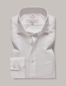 Extra Slim Fit White Pique Non-Iron Shirt