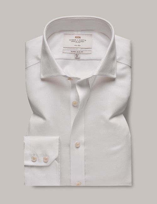 Non-Iron White Pique Extra Slim Shirt - Windsor Collar-preview