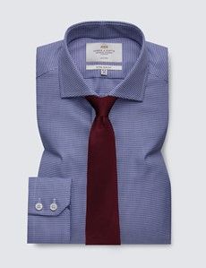 Extra Slim Fit Navy & White Dogtooth Twill Non-Iron Shirt
