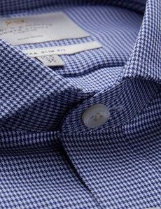 Extra Slim Fit Navy & White Dogtooth Twill Non-Iron Shirt
