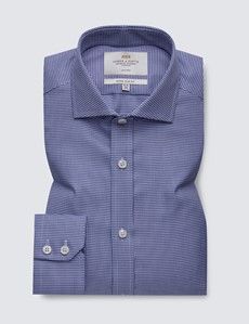 Extra Slim Fit Navy & White Dogtooth Twill Non-Iron Shirt