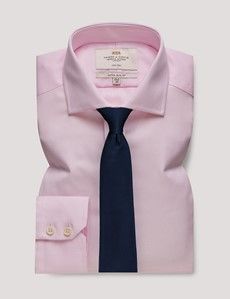 Extra Slim Fit Pink & White Textured Weave Non-Iron Shirt