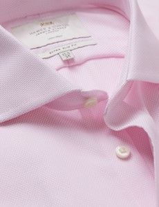 Non-Iron Pink & White Textured Weave Extra Slim Shirt - Windsor Collar