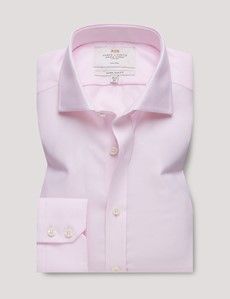 Non-Iron Pink & White Textured Weave Extra Slim Shirt - Windsor Collar-preview1