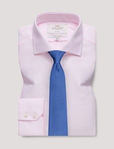 Non-Iron Pink & White Textured Weave Extra Slim Shirt - Windsor Collar-preview2