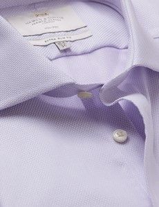 Non-Iron Lilac & White Textured Weave Extra Slim Shirt - Windsor Collar