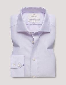 Non-Iron Lilac & White Textured Weave Extra Slim Shirt - Windsor Collar-preview1