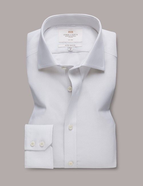 Non-Iron Grey & White Textured Weave Extra Slim Fit Shirt - Windsor Collar-preview