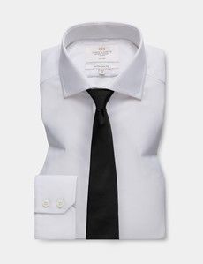 Extra Slim Fit Grey & White Textured Weave Non-Iron Shirt-preview2