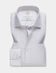 Extra Slim Fit Grey & White Textured Weave Non-Iron Shirt-preview1