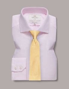 Non-Iron Pink & White Textured Weave Extra Slim Fit Shirt - Windsor Collar-preview2