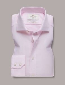 Non-Iron Pink & White Textured Weave Extra Slim Fit Shirt - Windsor Collar-preview1