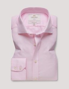 Non-Iron Pink & White Textured Weave Extra Slim Fit Shirt - Windsor Collar-preview1